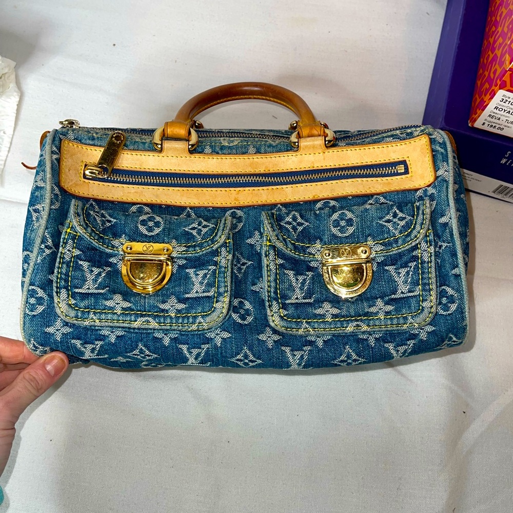 Louis Vuitton Denim Handbag Purse Authentic
